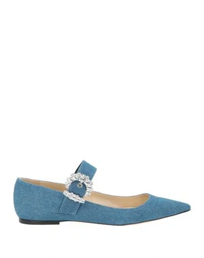 Jimmy Choo Woman Ballet Flats Blue Size 9 Textile Fibers