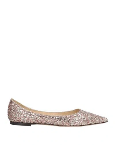 Jimmy Choo Woman Ballet Flats Light Pink Size 8 Leather, Textile Fibers