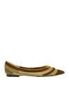 Jimmy Choo Velvet Mesh-panelled Ballerina Shoes In Green