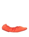 Jimmy Choo Woman Ballet Flats Orange Size 5 Soft Leather, Textile Fibers