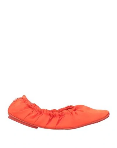 Jimmy Choo Woman Ballet Flats Orange Size 5 Soft Leather, Textile Fibers