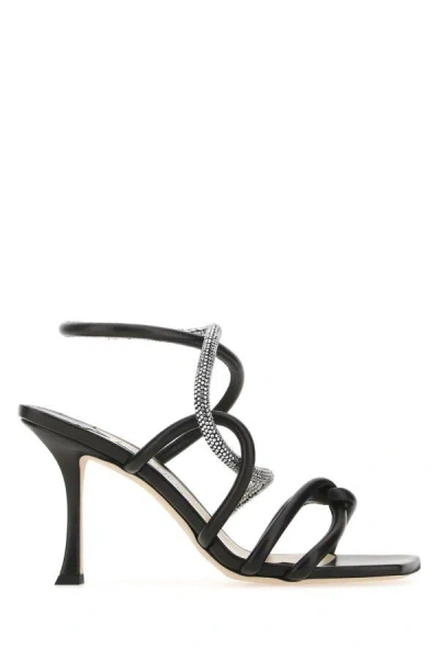 Jimmy Choo Woman Black Leather Lonnie 90 Sandals