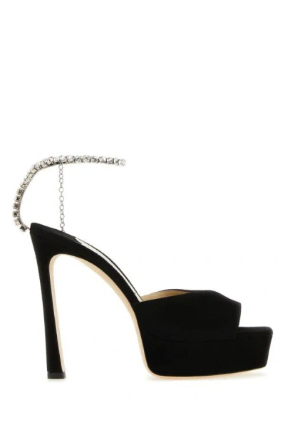 Jimmy Choo Saeda 125 Suede Sandal In Black