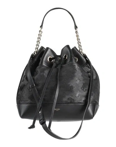 Jimmy Choo Woman Handbag Black Size - Leather, Textile Fibers