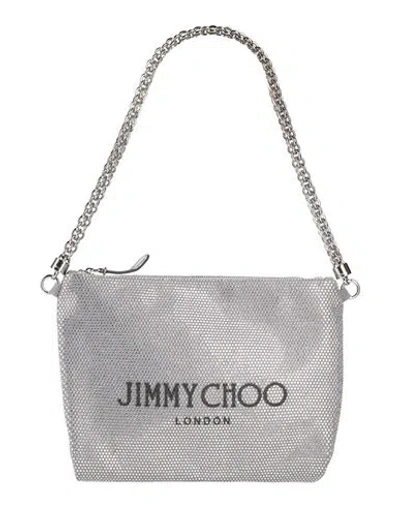 Jimmy Choo Woman Handbag Silver Size - Leather, Textile Fibers In Silver