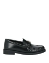 Jimmy Choo Leather Loafers With Glossy Finish And Metallic Accent In Black