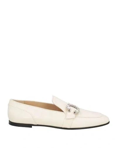 Jimmy Choo Woman Loafers Cream Size 5.5 Leather In White