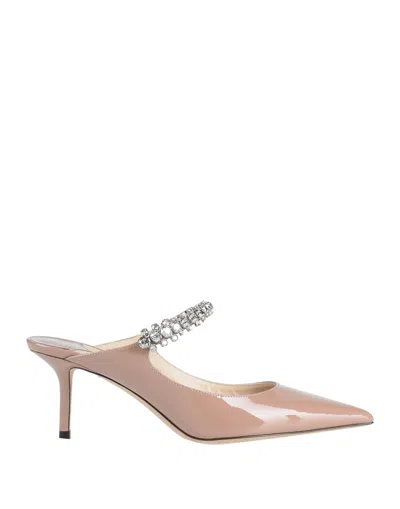 JIMMY CHOO JIMMY CHOO WOMAN MULES & CLOGS ANTIQUE ROSE SIZE 6 LEATHER