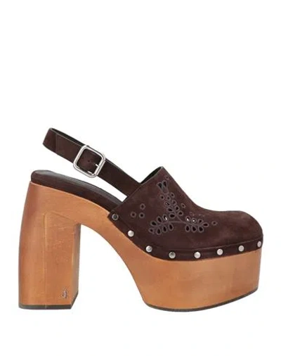 Jimmy Choo Woman Mules & Clogs Chocolate Brown Size 9 Leather