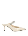 Jimmy Choo Bing 65 Crystal-embellished Mules In Cream Leather In White