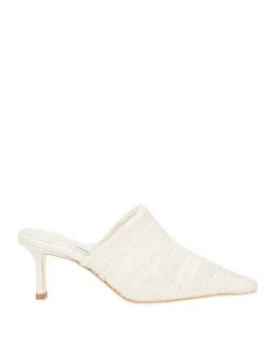 Jimmy Choo Woman Mules & Clogs Ivory Size 6.5 Textile Fibers In White