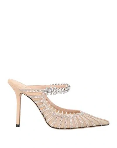 Jimmy Choo Woman Mules & Clogs Light Pink Size 6 Textile Fibers, Leather