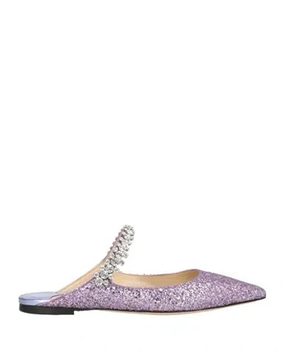 Jimmy Choo Woman Mules & Clogs Lilac Size 7.5 Textile Fibers, Leather In Purple