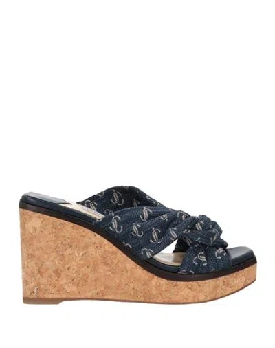 Jimmy Choo Woman Mules & Clogs Navy Size 5 Textile Fibers In Navy Blue