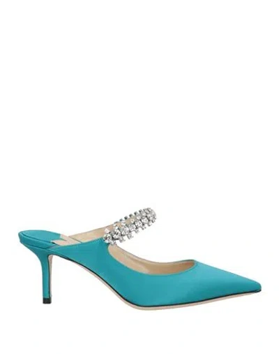 Jimmy Choo Woman Mules & Clogs Turquoise Size 6 Textile Fibers In Blue