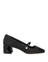 Jimmy Choo Glittered Leather Pearl Square Pumps In Black