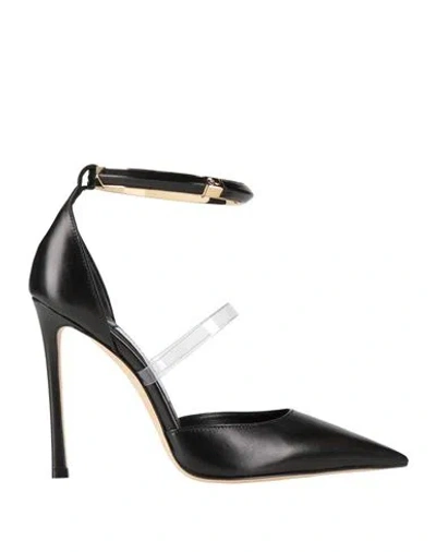 Jimmy Choo Woman Pumps Black Size 10 Leather, Plastic