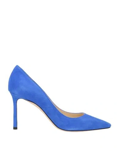 Jimmy Choo Woman Pumps Blue Size 8 Soft Leather In Blue
