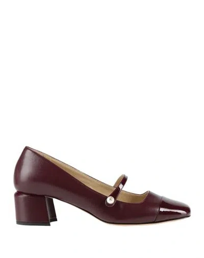 Jimmy Choo Woman Pumps Burgundy Size 6 Leather In Red