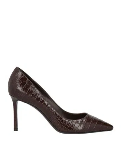 Jimmy Choo Woman Pumps Chocolate Brown Size 8 Leather In Multi