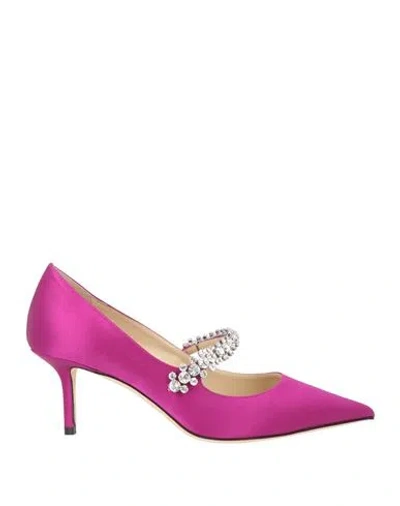 Jimmy Choo Woman Pumps Fuchsia Size 8 Textile Fibers In Pink
