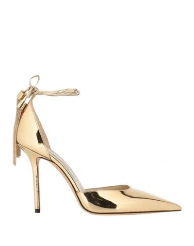 Jimmy Choo Woman Pumps Gold Size 6 Leather In Black