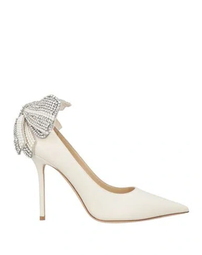 Jimmy Choo Woman Pumps Ivory Size 9.5 Leather In Multi