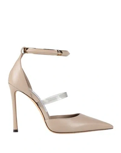 Jimmy Choo Woman Pumps Light Brown Size 10 Leather, Plastic In Beige