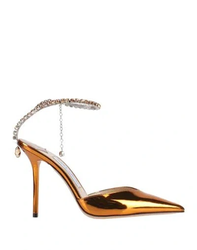 JIMMY CHOO JIMMY CHOO WOMAN PUMPS ORANGE SIZE 7 LEATHER