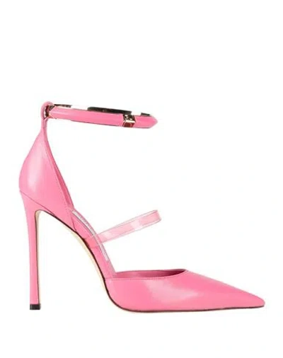 Jimmy Choo Woman Pumps Pink Size 7.5 Leather, Plastic