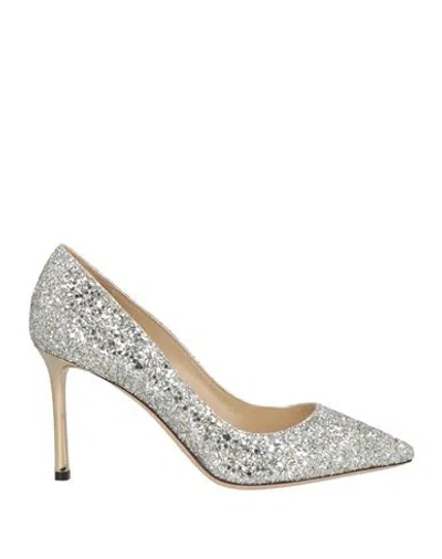 Jimmy Choo Woman Pumps Platinum Size 6.5 Soft Leather In Grey