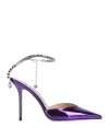 Jimmy Choo Saeda Crystal Ankle Strap Pointed Toe Pump In Purple