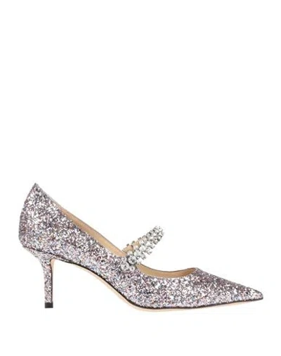 Jimmy Choo Woman Pumps Silver Size 10 Textile Fibers In Pink