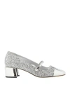 Jimmy Choo Glitter Mary Jane Pumps With Metallic Accents In Silver