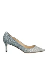 Jimmy Choo Multicolor Glitter Fabric Romy 85 Pumps In Blue