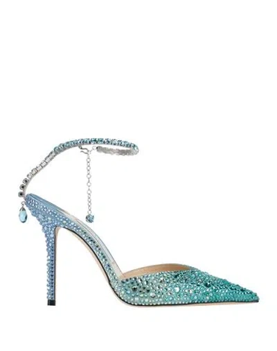 Jimmy Choo Woman Pumps Turquoise Size 8 Textile Fibers In Blue