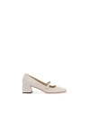 Jimmy Choo Elisa Woven Patent Mary Jane Ballerina Pumps In White