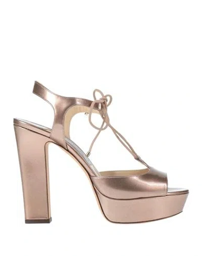 Jimmy Choo Woman Sandals Antique Rose Size 4 Leather In Pink