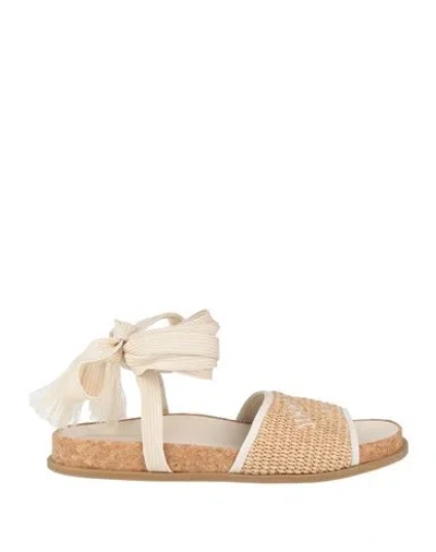 Jimmy Choo Woman Sandals Beige Size 11.5 Natural Raffia