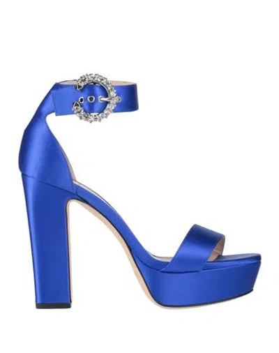 Jimmy Choo Woman Sandals Bright Blue Size 7.5 Textile Fibers