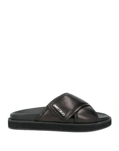 Jimmy Choo Woman Sandals Dark Brown Size 10 Soft Leather