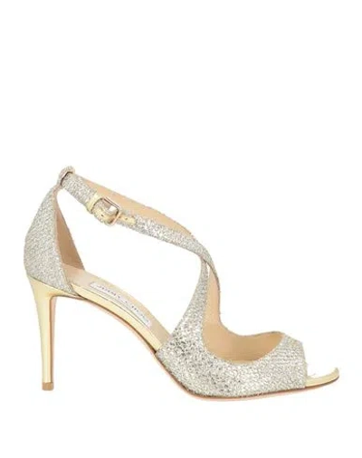 Jimmy Choo Woman Sandals Gold Size 7.5 Textile Fibers In Multi