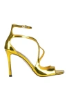 Jimmy Choo Citrine Liquid Metal Leather Azia 95 Sandals In Gold