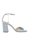 Jimmy Choo Woman Sandals Grey Size 8 Textile Fibers
