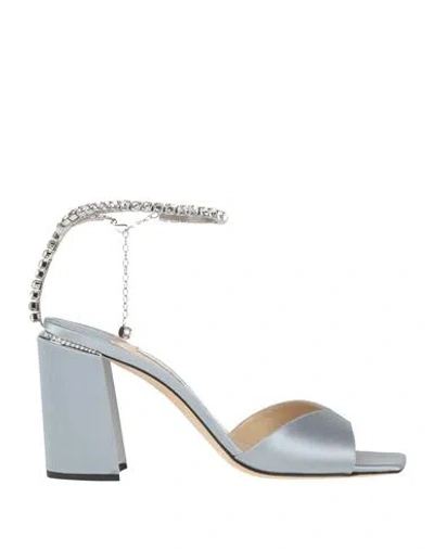 Jimmy Choo Woman Sandals Grey Size 8 Textile Fibers In Grey