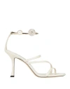 Jimmy Choo Woman Sandals Ivory Size 11 Leather, Metal In White
