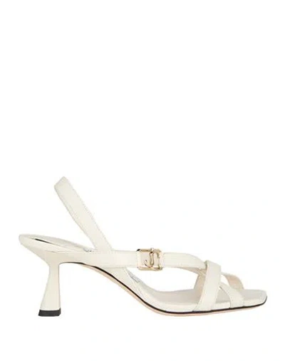 Jimmy Choo Woman Sandals Ivory Size 7.5 Leather In White