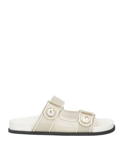 Jimmy Choo Woman Sandals Ivory Size 7 Textile Fibers In White