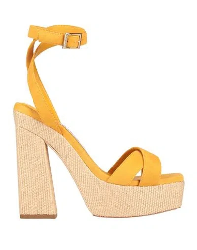 Jimmy Choo Woman Sandals Marigold Size 9 Leather In Yellow