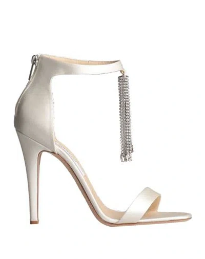 Jimmy Choo Woman Sandals Off White Size 12.5 Textile Fibers